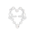 Elegant S925 sterling silver open ring with sparkling cubic zirconia heart shape design - Size 13 (Adjustable) / Silver