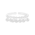 S925 Sterling Silber Offener Ring mit Polierten Perlenquasten für Damen - Größe 13 (Verstellbar) / Silber