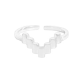 Minimalistische S925 zilveren ring met geometrisch V-vormig trapsgewijs ontwerp - Maat 13 (Verstelbaar) / Zilver