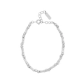 Minimalistisches S925 Sterlingsilber Perlenarmband mit facettierten Perlen und Bambusrohr - 925er Silber / Weißgold