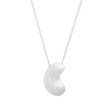 Minimalist S925 sterling silver bean necklace with matte brushed finish on a thin chain - 925 Silver / Silver (XL773)
