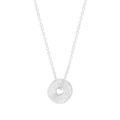 Minimalist S925 sterling silver necklace featuring a textured round coin pendant on O-chain - 925 Silver / Silver