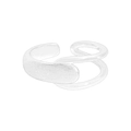 Minimalistische S925 sterling zilveren open ring met dubbele laag en matte textuur - Maat 14 (Verstelbaar) / Zilver