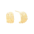 Orecchini a perno dorati a linee intrecciate irregolari con zirconi in argento S925 - Argento 925 / Oro 18K