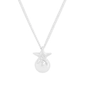 Collana elegante in argento sterling S925 con ciondolo a stella e ciondolo a perla bianca - Perla Rotonda Bolla di Stella (XL760-Argento) / Argento 925