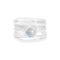 Natur-Aquamarin S925 Silberring mit mehrschichtigem Wickeldesign für Damen - Einstellbar Offen / Silber