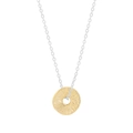 Minimalist S925 silver necklace with textured gold coin pendant in two-tone finish - 925 Silver / Gold & Silver
