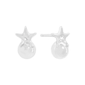 Eleganti orecchini a stella in argento 925 con pendente di perla bianca da donna - Argento 925 / Argento