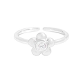 Bague fleur ajustable en argent sterling S925 avec une pierre en zircone ronde - Taille 13 (Réglable) / Argenté