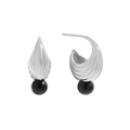 S925 sterling silver shell earrings with black onyx beads for women, fashion jewelry - 925 Silver / White Gold Color