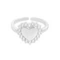 Eleganter verstellbarer Herzring aus 925er Sterlingsilber mit funkelnden Zirkoniasteinen - Größe 12 (Verstellbar) / Silber