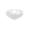 Anello regolabile in argento sterling S925 con design a cuore opaco e testurizzato - Taglia 13 (Regolabile) / Argento (JZ1832)