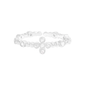 S925 sterling silver bubble cross open ring with zircon stones in minimalist style - Size 13 (Adjustable) / Silver