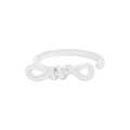 Minimalistischer S925 Sterlingsilber Schleife Ring mit verstellbarem Band auf weißem Grund - US 15 / Einstellbar Offen / Silber