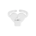 Minimalistischer S925 Sterlingsilber Ring mit mattem Herzanhänger und kleinem Schloss - Größe 13 (Offen Verstellbar) / Silber