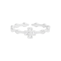 S925 Sterling Silber Ring mit Kreuz-Motiv und Zirkonia auf einem Perlenband - Größe 13 (Verstellbar) / Silber (JZ1845)