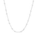 Collana minimalista a catena satellite in argento con perle lucide su maglia sottile - Catena con Perline a Croce (XL797)