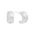 Pendientes de aro en C de plata de ley S925 con acabado mate cepillado y circonitas estrella - Plata 925 / Plateado