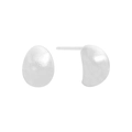Minimalist matte S925 sterling silver egg-shaped stud earrings with sandblasted finish - 925 Silver / Silver