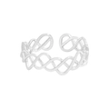 Minimalistische S925 sterling zilveren open ring met onregelmatig geweven gaasontwerp - Maat 15 (Open Verstelbaar) / Zilver