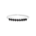 Anello a corda minimalista in argento sterling S925 con nove pietre di zirconia cubica nera - Misura 12 (Regolabile) / Argento