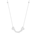 S925 sterling silver heart necklace featuring curved beads and box chain on white background - Silver Heart Box Chain (XL806) / 925 Silver