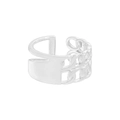 S925 sterling silver hollowed linked ring with wide band and adjustable opening - No. 15 (Adjustable) / Silver