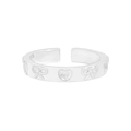 Verstelbare S925 zilveren ring met reliëf van hart- en strikmotieven op witte achtergrond - Maat 13 (Verstelbaar) / Zilver