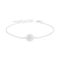 S925 sterling silver daisy bracelet with yellow zircon center on a thin cable chain - 925 Silver / Silver
