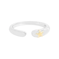 Minimalistische S925 sterling zilveren open ring met kleine gouden zeester voor dames - Verstelbaar Open / Zilver met gouden ster