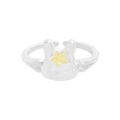 Open ring van S925 sterling zilver met schattig konijn en gele zirkoon ster detail - Maat 12 (Verstelbaar) / Zilver
