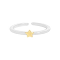 Minimalistische S925 sterling zilveren sterring met een tweekleurige verstelbare band - Maat 13 (Verstelbaar) / Zilver en 18K Goudkleur