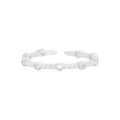 S925 Sterlingsilber Ring mit hohlen Herzen und runden Perlen, verstellbar, weißer Hintergrund - Silber / Größe 13 (Verstellbar)