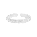 Minimalist S925 sterling silver twisted rope open ring with adjustable band design - Size 14 (Open Adjustable) / Silver