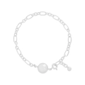 Minimalistisches S925 Sterling Silber Kugelkettenarmband mit einer polierten Rundperle - 925er Silber / Silber
