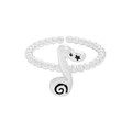 Minimalistischer S925 Sterlingsilber Musiknotenring mit Perlenband und schwarzen Sternen - Größe 11 (Verstellbar) / Silber