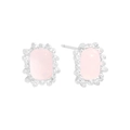 Elegante geometrische Rosaquarz-Ohrstecker aus S925 Sterlingsilber mit Vintage-Struktur - 925er Silber / Rosa geometrischer Stil (ES1001-Silber)