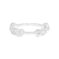 Bague réglable élégante en argent sterling S925 avec grappes de fleurs délicates et zircons - Taille 13 (Ajustable) / Argenté