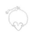 Verstellbarer S925 Sterlingsilber Herz Ring mit minimalistischem O-Ketten Design für Damen - Silber