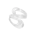 Anillo abierto multicapa irregular de plata de ley S925 con diseño minimalista - Talla 13 (Ajustable) / Plateado