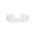 Elegant S925 sterling silver adjustable open ring with daisy flower lace design - Size 13 (Adjustable) / Silver (JZ1924)