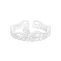 Sparkling S925 sterling silver bow ring with shimmering crystals and adjustable open band - Size 12 (Adjustable) / Silver