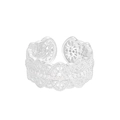 Lace hollow zircon ring in S925 sterling silver with adjustable open band for women - Size 16 (Adjustable) / Silver