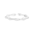 Anello aperto in argento sterling S925 testurizzato con onde e pietre di zircone - Aperto Regolabile / Argento