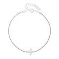 Purple braided rope bracelet with S925 sterling silver zircon cross pendant detail - Purple