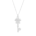 Collier pendentif clé en argent sterling S925 avec nacre et chaîne à billes sur fond blanc - Argent 925 / Argenté