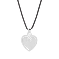Verstellbare S925 Silber Herzanhänger Halskette mit schwarzer Kordel für Damen - 925er Silber / Silber