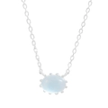 Minimalist S925 silver necklace with oval light blue gemstone on white background - 925 Silver / Silver