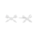 S925 sterling silver Cupid's arrow stud earrings with sparkling cubic zirconia inlay - 925 Silver / Silver