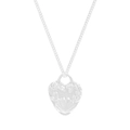 Collar de plata S925 con colgante de corazón en relieve de concha sobre fondo blanco puro - Plata 925 / Plateado